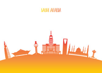 Saudi Arabia Landmark Global Travel And Journey paper background. Vector Design Template.used for your advertisement, book, banner, template, travel business or presentation.