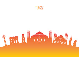 Turkey Landmark Global Travel And Journey paper background. Vector Design Template.used for your advertisement, book, banner, template, travel business or presentation.