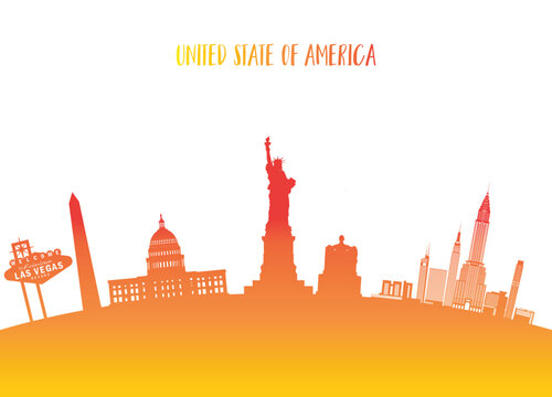 United state of america Landmark Global Travel And Journey paper background. Vector Design Template.used for your advertisement, book, banner, template, travel business or presentation.