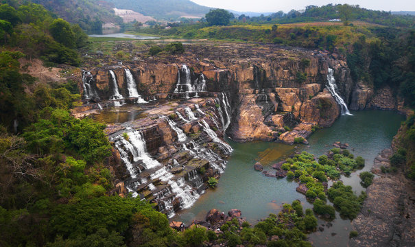 Pongour Falls aerial view from above, Da Lat, Vietnam