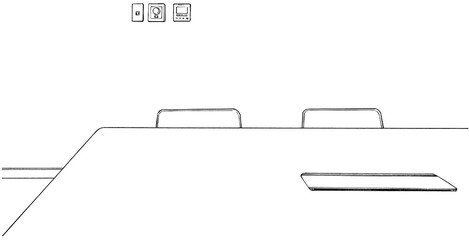 漫画風ペン画イラスト　オフィス街（室内）