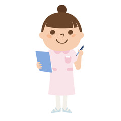 職業のイラスト。カルテとペンを持った女性看護師。