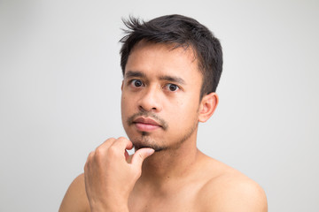 Obraz premium Charmming handsome half nude men on white background