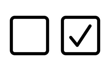Checkbox set with blank and checked checkbox line art vector icon for apps and websites - obrazy, fototapety, plakaty