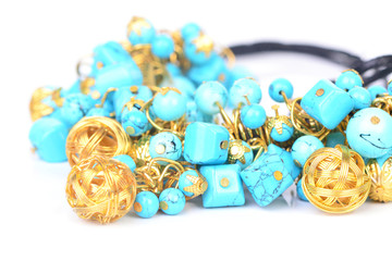 Gold necklace with turquoise