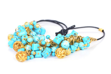 Gold necklace with turquoise