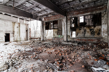 Interior of abandoned dilapidated building