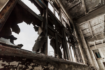 Interior of abandoned dilapidated building