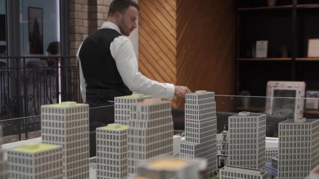 Man is walking around the layout