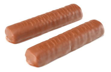 Caramel Chocolate Bar Isolated On White Background