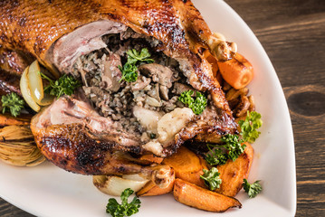 roasted duck with vegetables