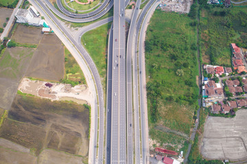 Aerial view intersection highway transport road