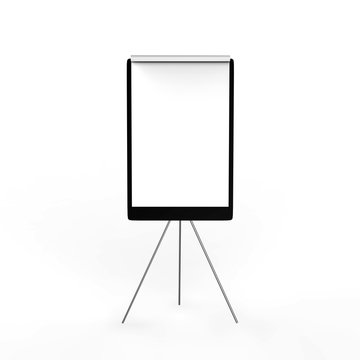 Blank flip board, Whiteboard and empty paper, presentation and seminar, 3d illustration