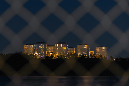 Blocks of flats at night
