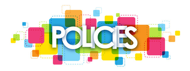 POLICIES colourful letters icon - obrazy, fototapety, plakaty