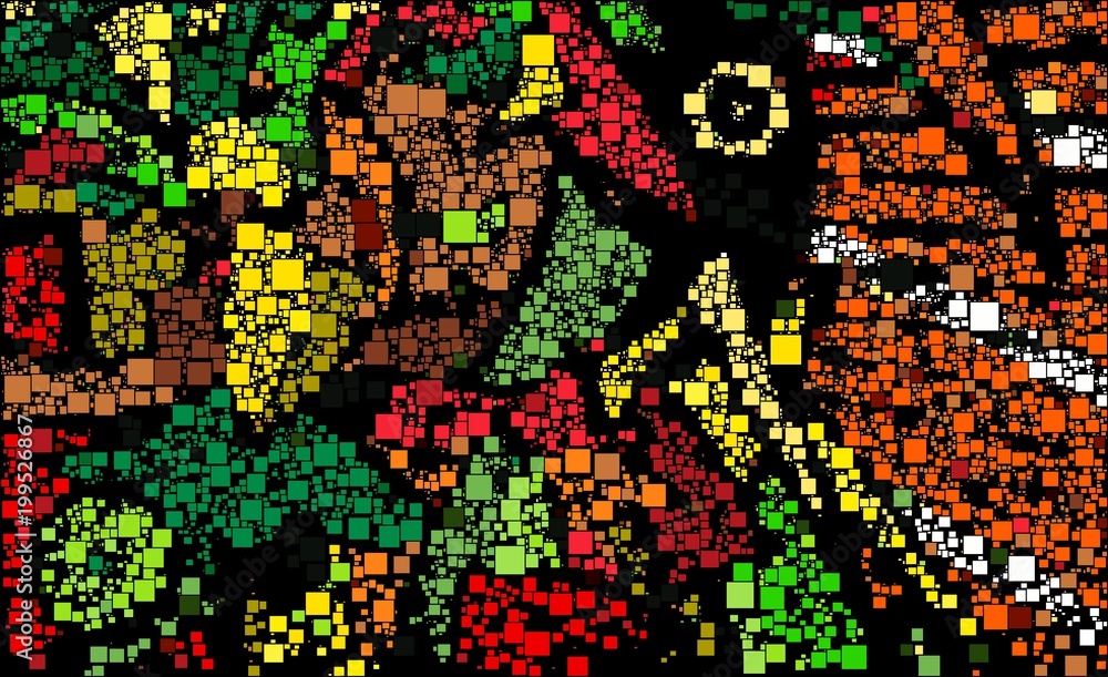 Poster abstract vector background of block colored mosaic made of elements of geometric rectangular shape