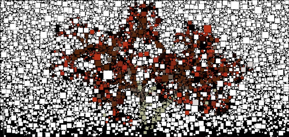 Poster abstract vector background of block colored mosaic made of elements of geometric rectangular shape