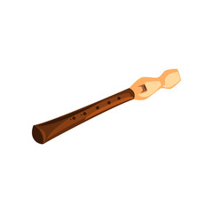 Wooden flute, classical music wind instrument vector Illustration on a white background