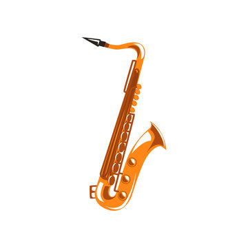 Saxophone, music wind instrument vector Illustration on a white background