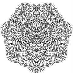 Black and white mandala vector isolated on white. Vector hand drawn circular decorative element.