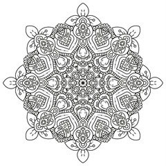 Black and white mandala vector isolated on white. Vector hand drawn circular decorative element.