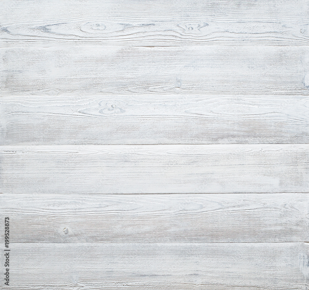 Wall mural white wooden planks texture background, wood table