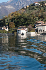 Fototapeta na wymiar Iseo lake in morning time, Lombardy, Italy.