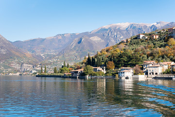 Fototapeta na wymiar Iseo lake in morning time, Lombardy, Italy.