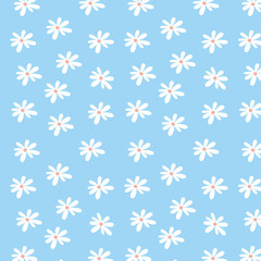 Daisy flowers vector pattern on a light blue background