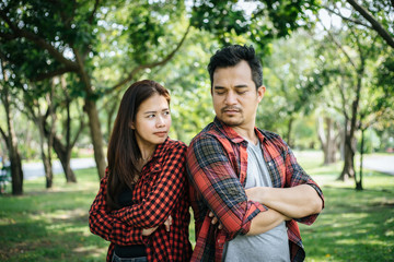 Young couple having conflict.Problems in relationship Image is intentionally toned.