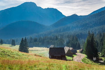 Naklejka premium Sunrise in the valley Chocholowska in Tatra Mountains, Poland