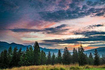 Obraz na płótnie Canvas Beautiful sunset in Zakopane, Tatra mountains, Poland