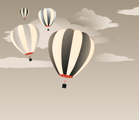 Obraz premium retro style flying air balloon in sepia shades