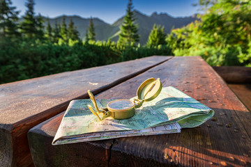 Navigation in Tatras with map and compass in summer