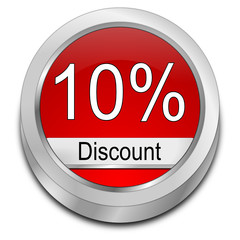 10% Discount button - 3D illustration