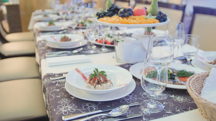 Catering food in restaurant before wedding