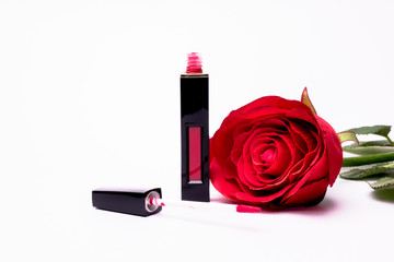 Obraz na płótnie Canvas lipstick brush uses lips for women
