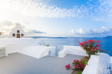 White architecture on Santorini island, Greece.