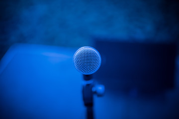 Fototapeta na wymiar microphone on stage, Speaker 
