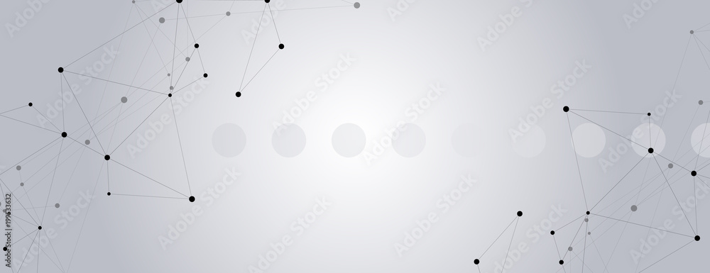 Poster geometric grey background connected molecule with line and dots