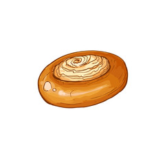 Hand drawn bread isolated on white background. Pastry icon vector illustration in sketch style.