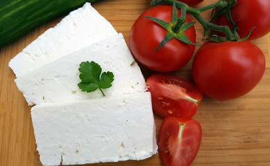 White cheese with tomatoes