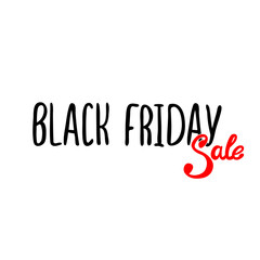Vector black lettering inscription Black Friday with red word sale on a white background . Hand drawn text