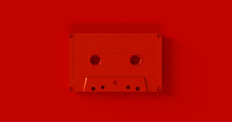 Red Cassette Tape 3d illustration	