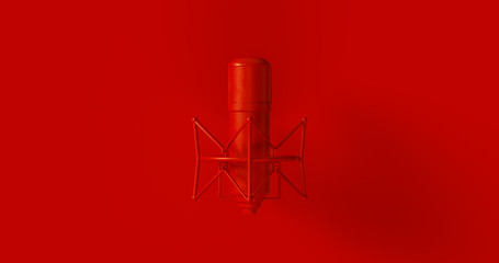 Fototapeta na wymiar Red Vintage Microphone 3d illustration 