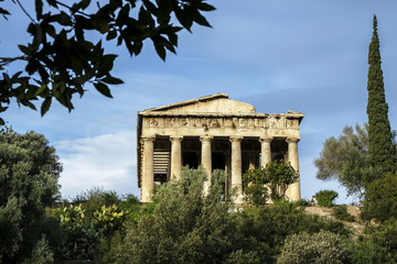 Temple of Herphaesus in the Ancient Agora in Athens, Greece.