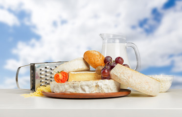 cheese on wooden table