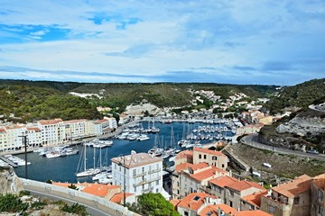 Fototapeta na wymiar Corsica-harbor and town Bonifacio