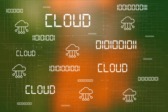 Cloud Vernetzung und Datensicherheit mit gr&uuml;n roten Farben