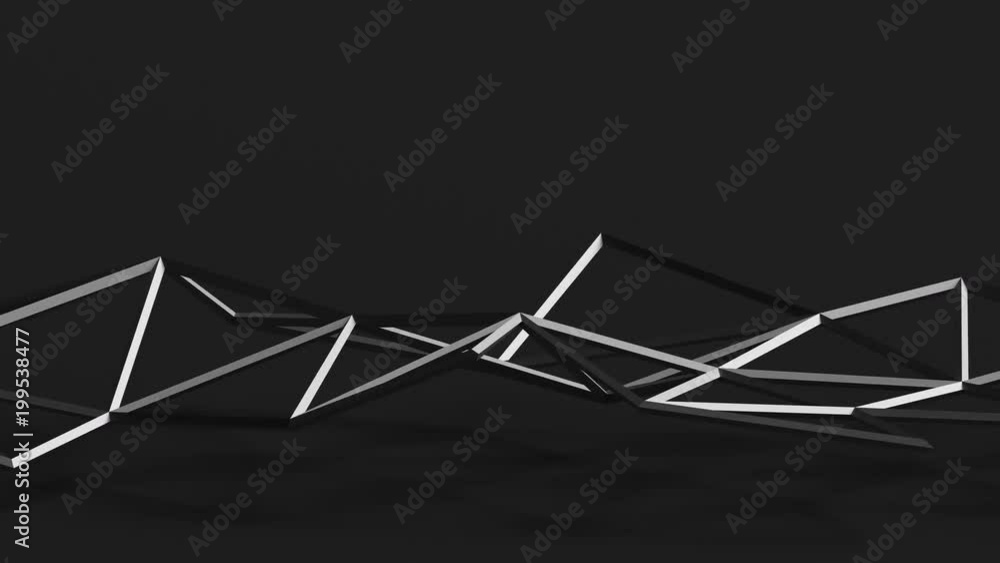 Poster abstract 3d rendering of geometric shape. cgi loop animation with lines. modern background with poly
